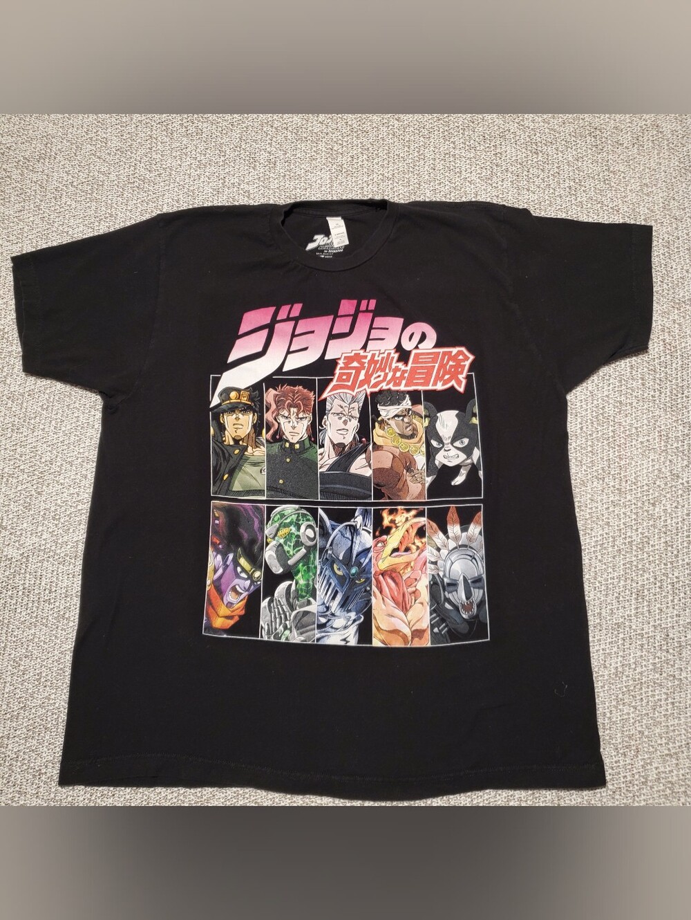 Black JoJo's Bizarre Adventure Graphic Tee - Anime Crew Neck
